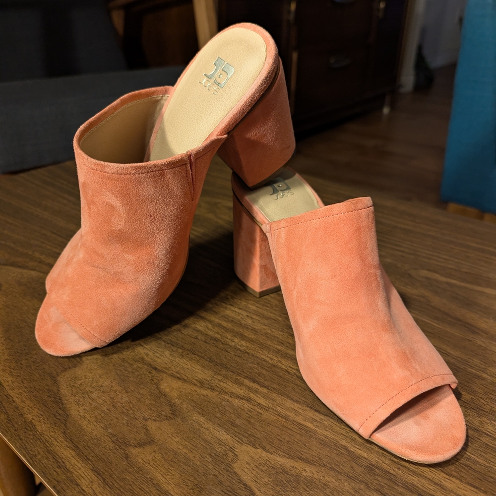 Joe's Jeans Peach Suede Open-toe Heeled Mules